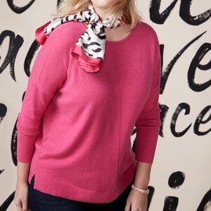 Chico's Pink Crew Neck Sweater Classic Knit